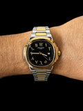 Patek Arabe Bicolor Dorado Tablero Negro