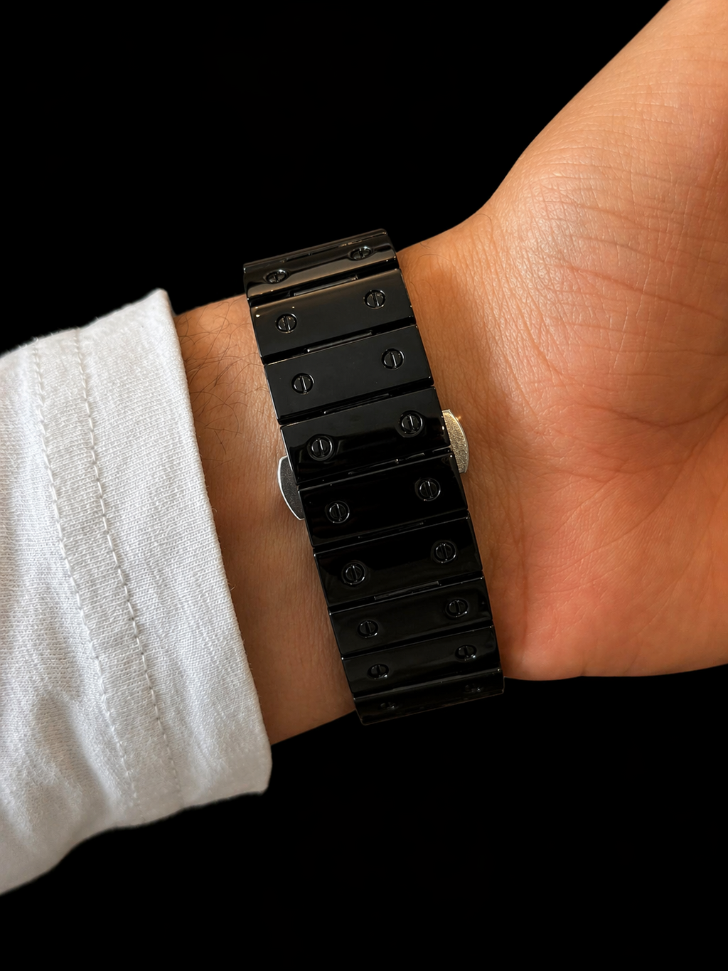 Cartier Santos Metalico Negro Tablero Plateado Dorados