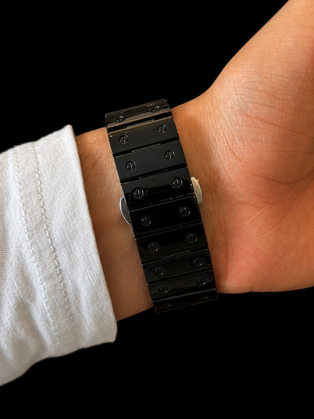 Cartier Santos Metalico Negro Tablero Plateado Dorados