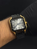Cartier Santos Metalico Negro Tablero Plateado Dorados